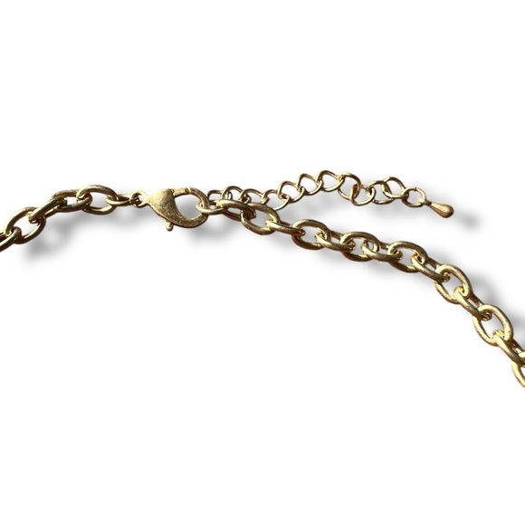 Hammered Gold and Orange Statement Necklace - Picture 6 of 7